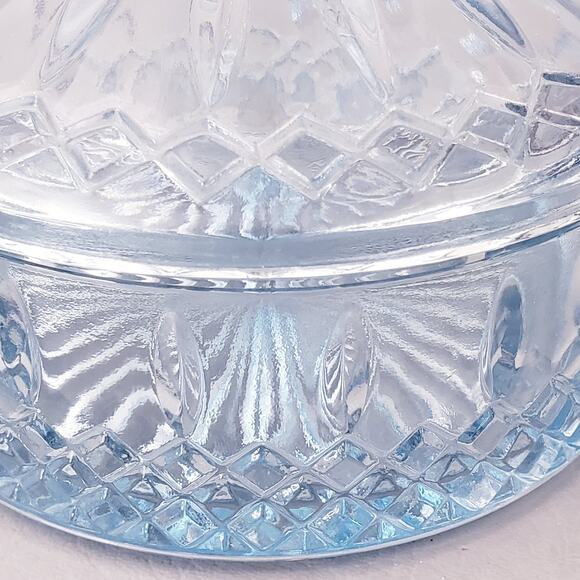 Candy Dish Blue Indiana Glass Co. Round Depression Diamond Princess Ice Pattern - Picture 7 of 8